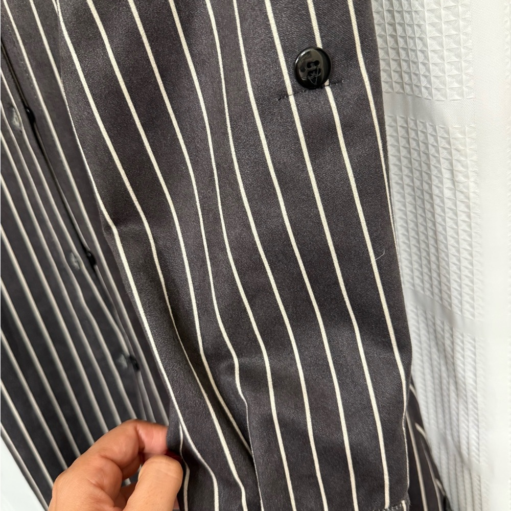 She Chocolate Gray and White Striped Shirt - Picture 7 of 10